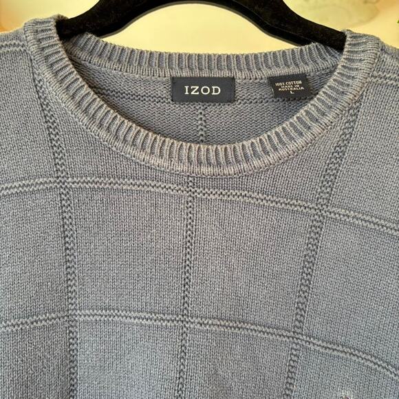 Vintage Izod Slate Blue Square Knit Sweater Large 90s Y2K Grandpa - Picture 6 of 8